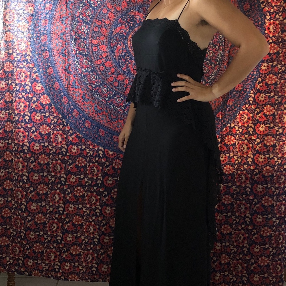 Free People Black Crochet Slip Dress